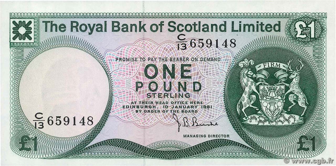 1 Pound SCOTLAND  1981 P.336a UNC-