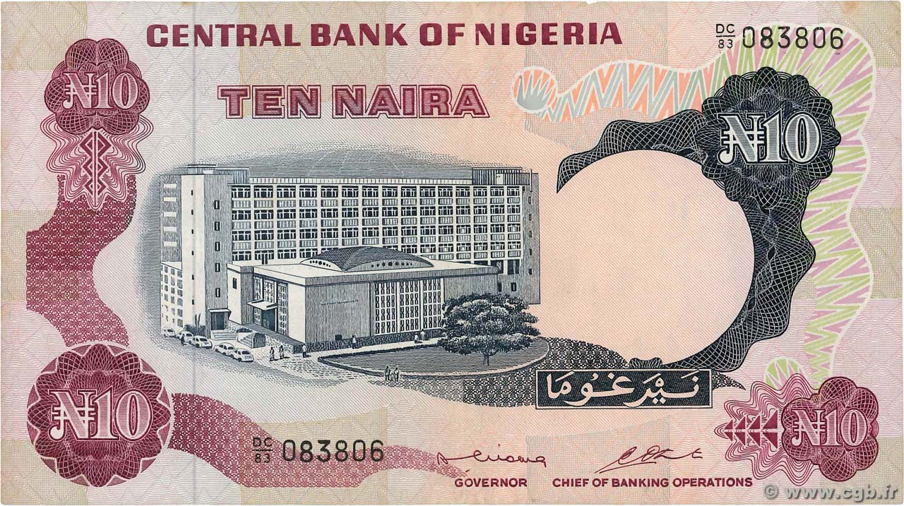 10 Naira NIGERIA  1973 P.17b pr.SUP
