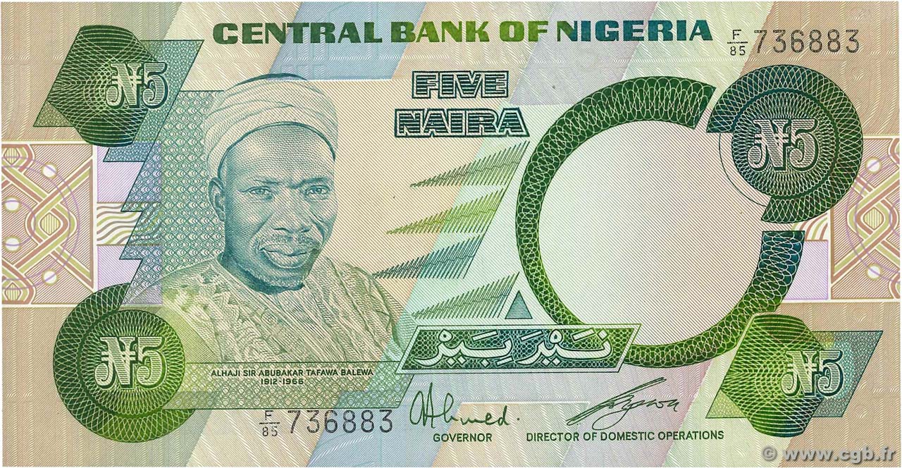 5 Naira NIGERIA  1979 P.20c UNC