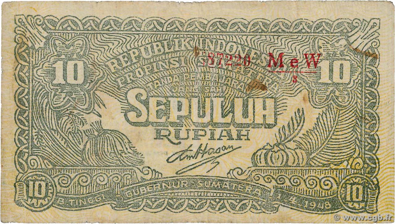 10 Rupiah INDONESIA  1948 PS.193b F