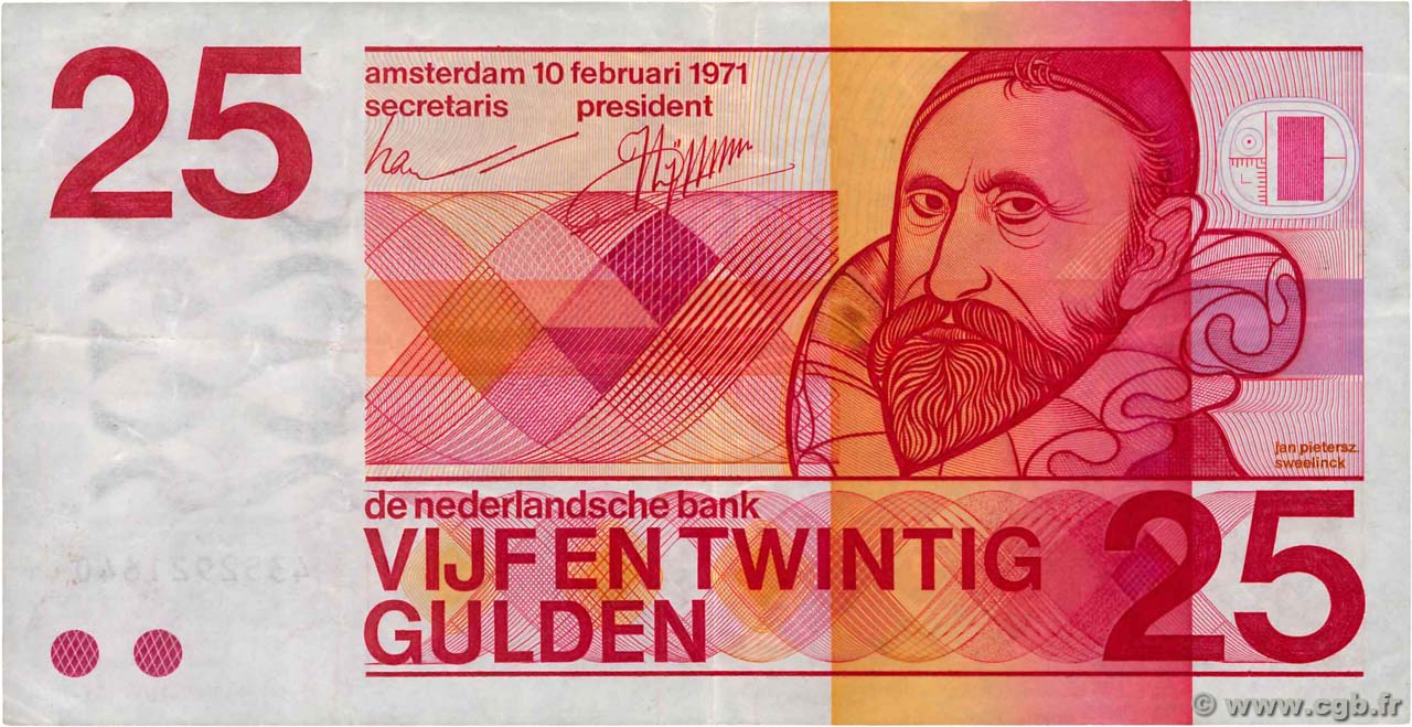 25 Gulden PAYS-BAS  1971 P.092a TTB