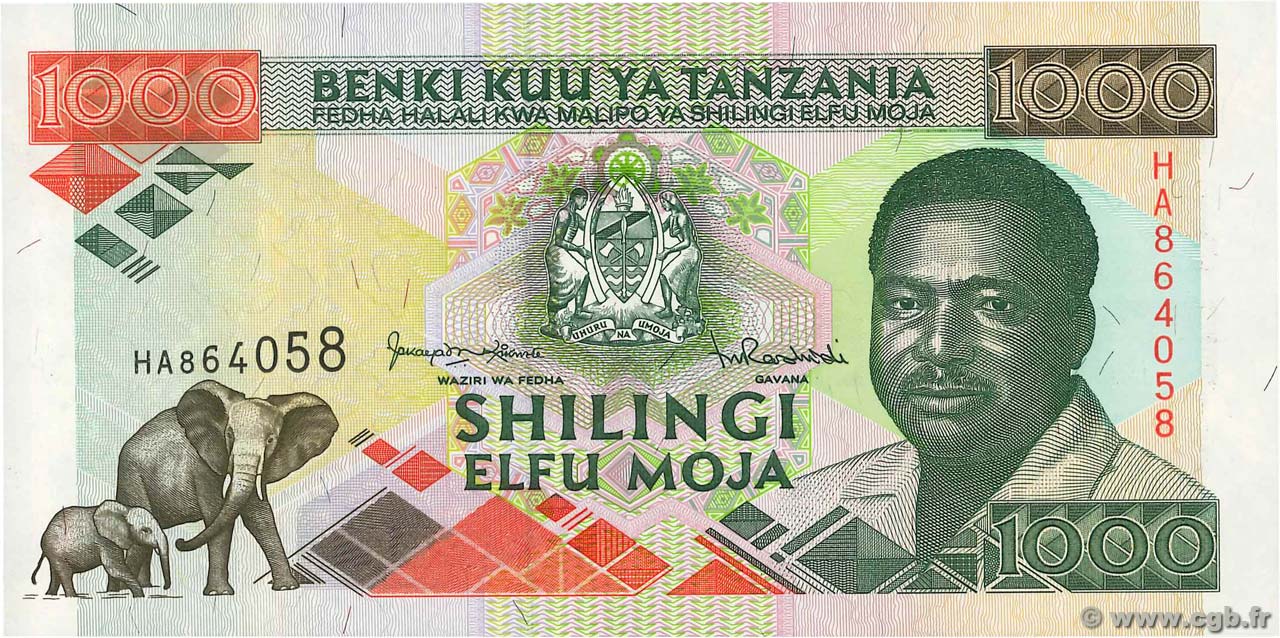 1000 Shilingi TANZANIE  1993 P.27c NEUF