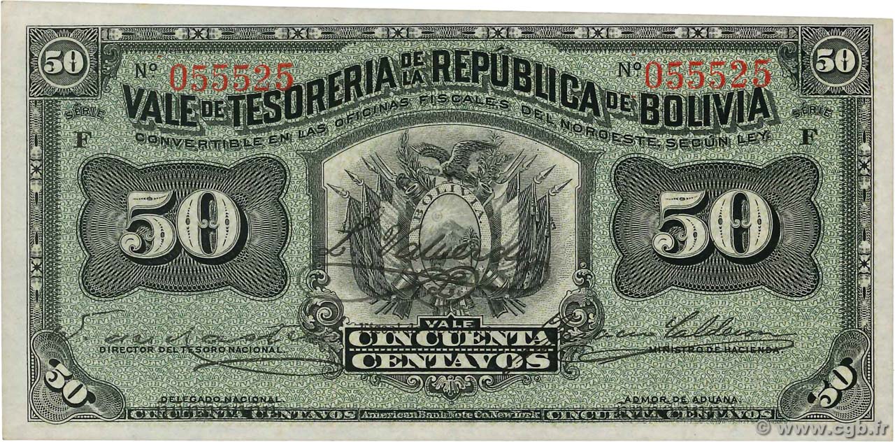 50 Centavos BOLIVIA  1902 P.091a UNC