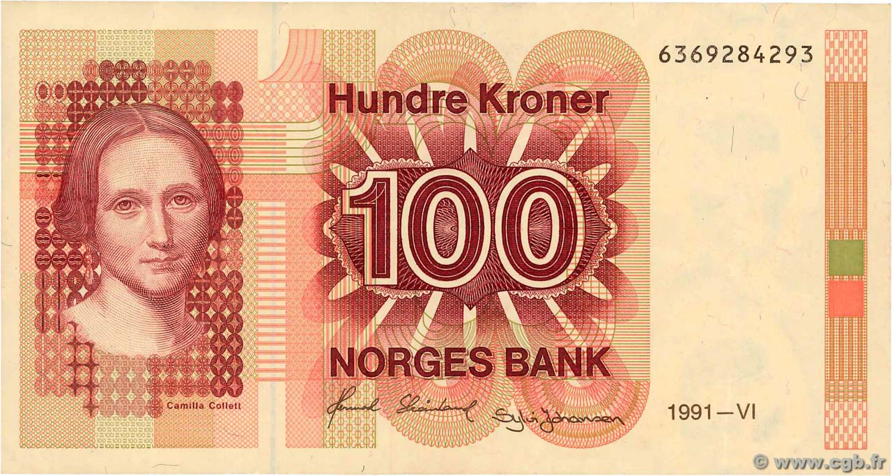 100 Kroner NORVÈGE  1991 P.43d MBC+
