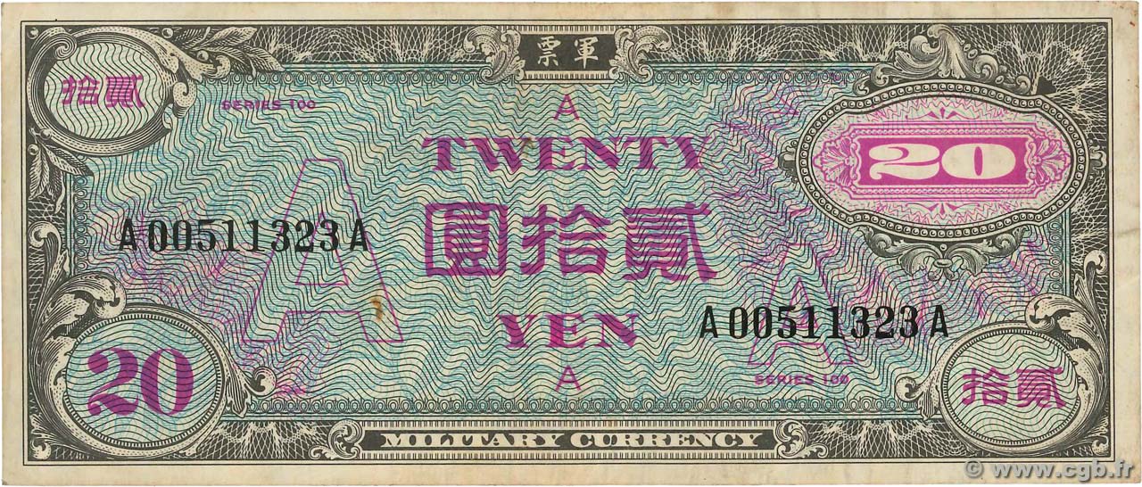 20 Yen JAPAN  1945 P.072 VF