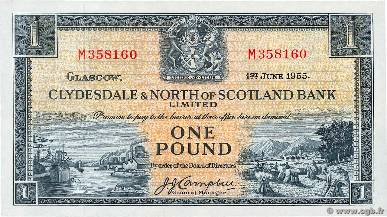 1 Pound ÉCOSSE  1955 P.191a SPL