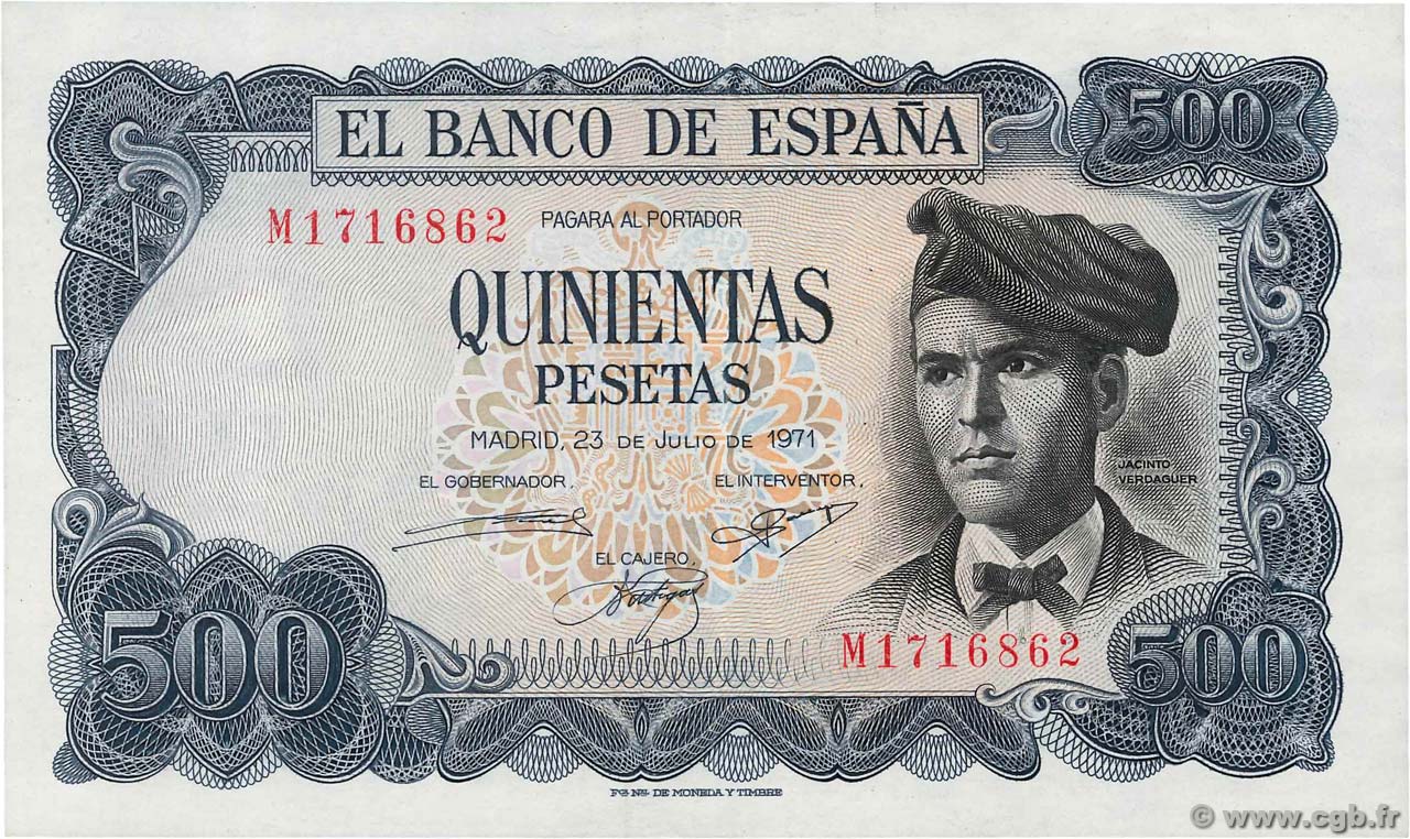 500 Pesetas ESPAÑA  1971 P.153a EBC+