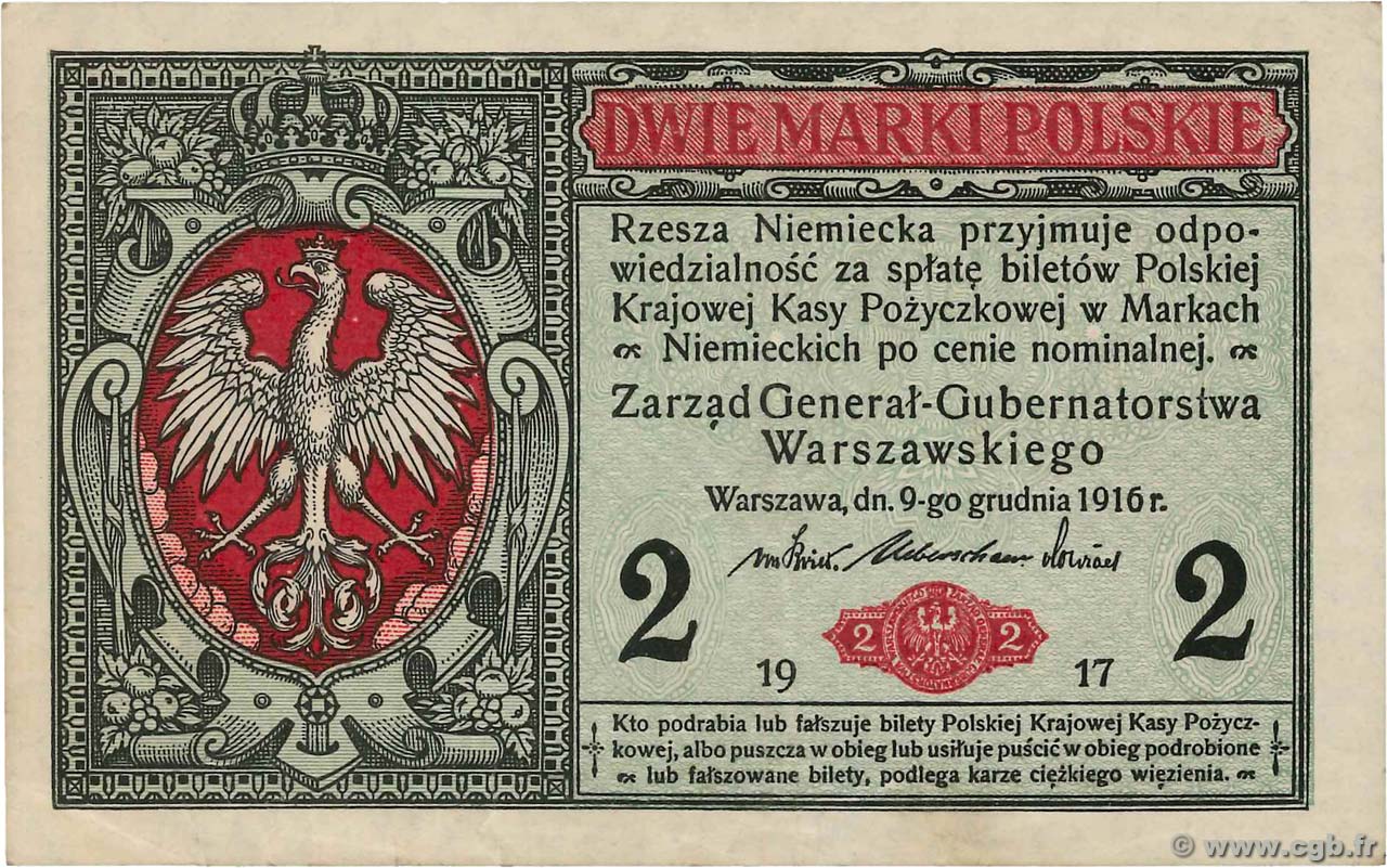 2 Marki POLEN  1917 P.009 VZ