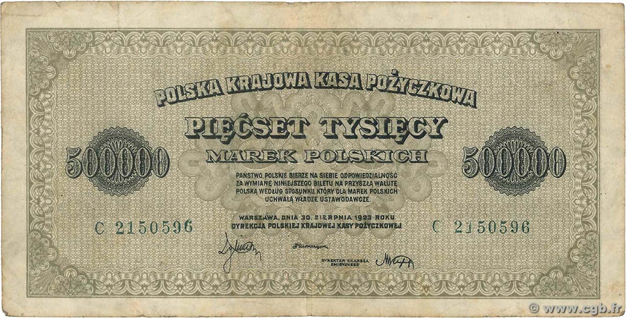 500000 Marek POLEN  1923 P.036 S