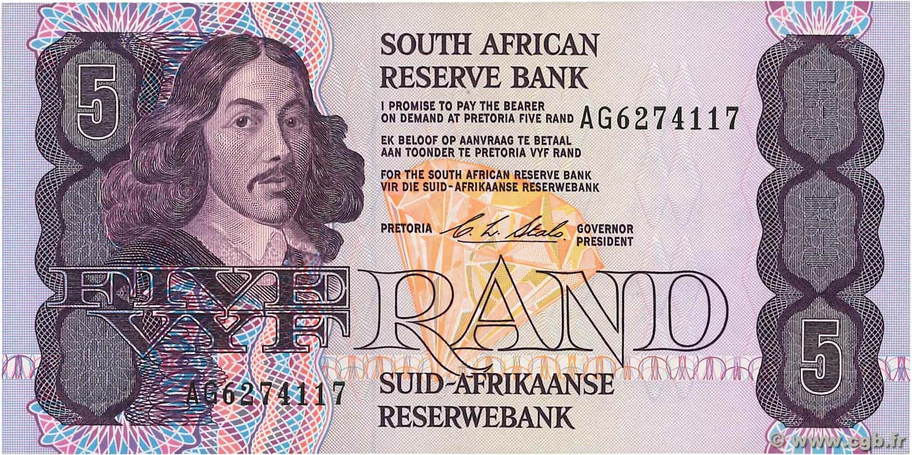 5 Rand SUDAFRICA  1990 P.119e SPL
