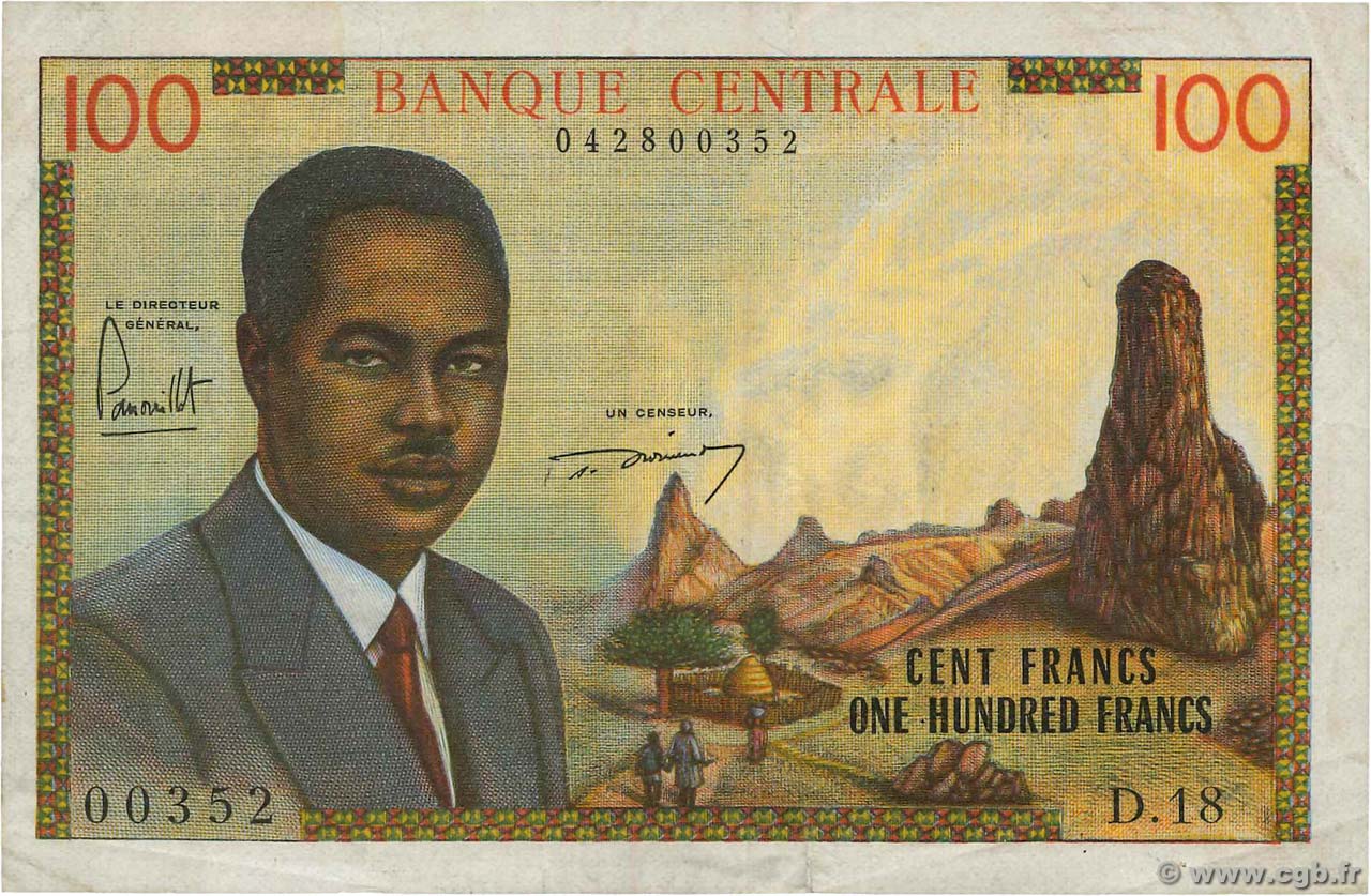 100 Francs CAMEROON  1962 P.10a VF