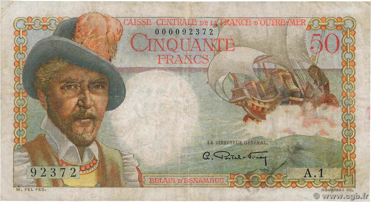 50 Francs Belain d Esnambuc AFRIQUE ÉQUATORIALE FRANÇAISE  1946 P.23 S