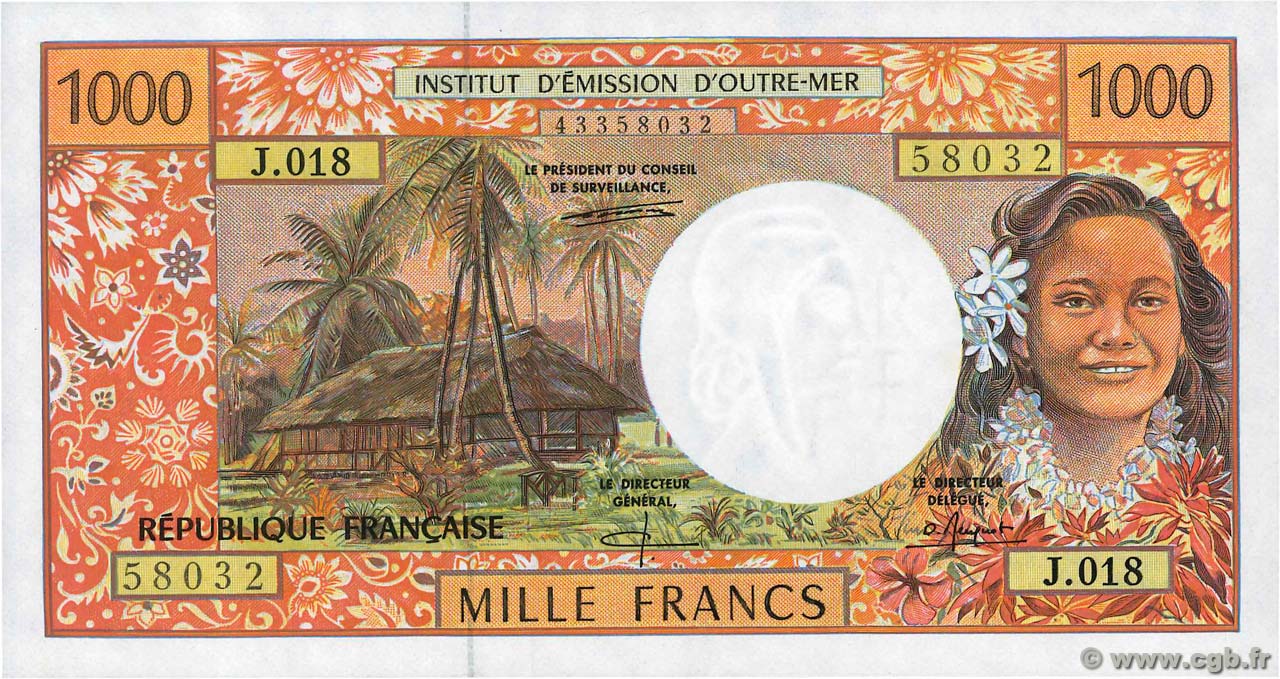 1000 Francs FRENCH PACIFIC TERRITORIES  1996 P.02b UNC