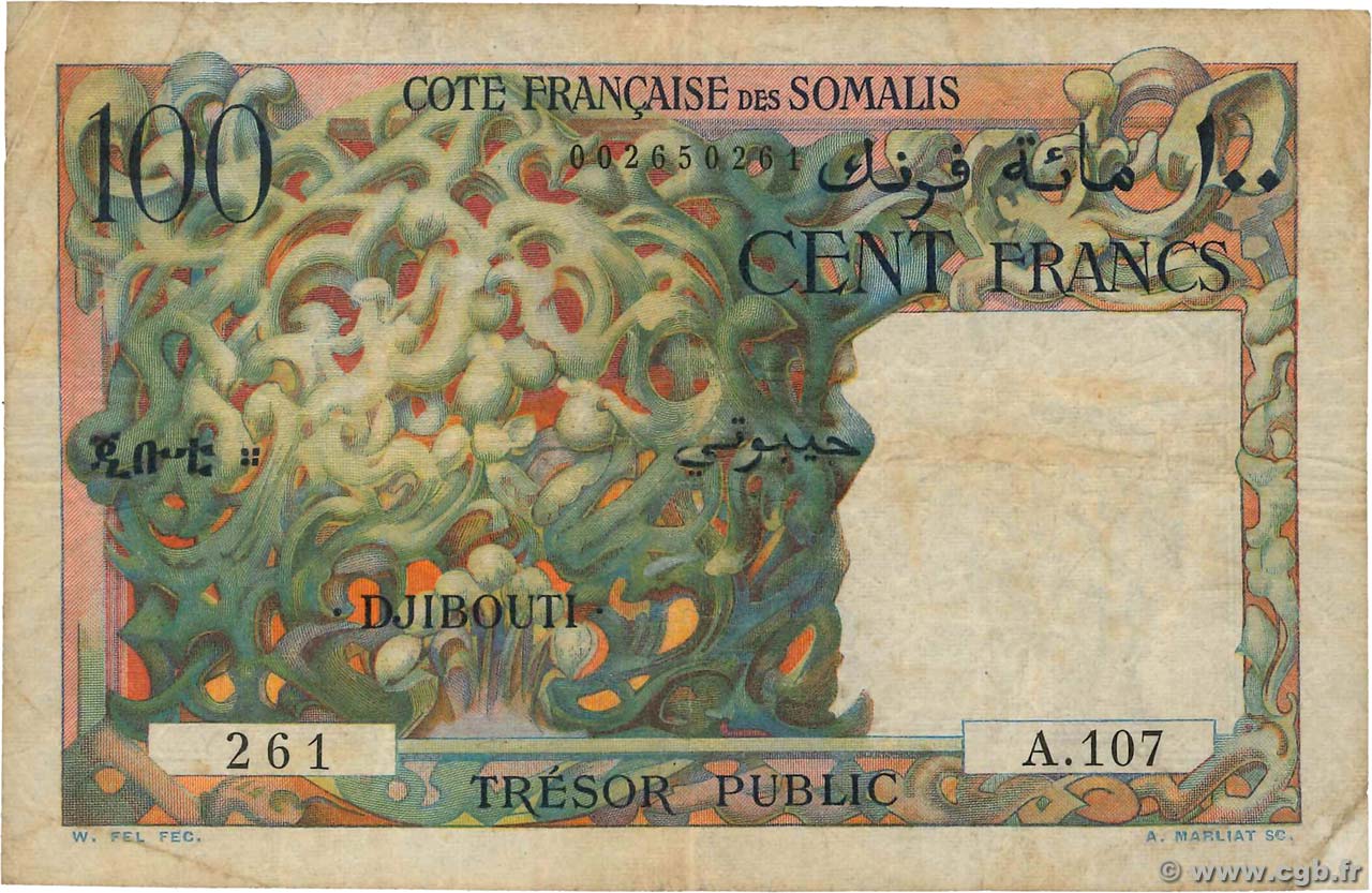 100 Francs DJIBOUTI  1952 P.26 F