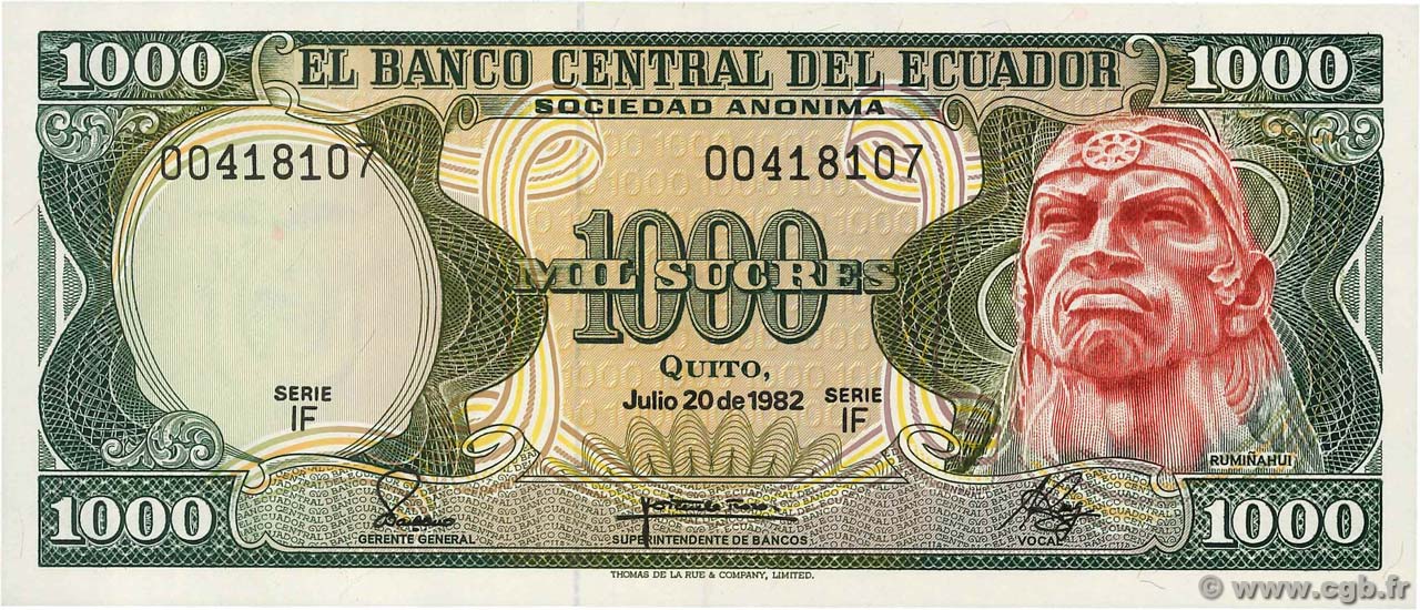 1000 Sucres ÉQUATEUR  1982 P.120b NEUF