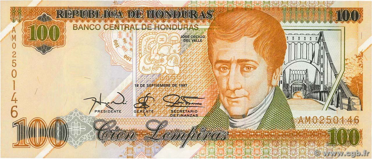 100 Lempiras HONDURAS  1997 P.077b FDC
