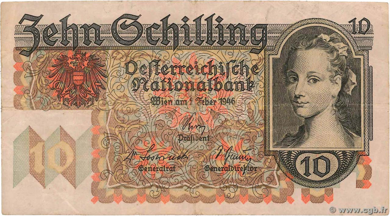 10 Schilling AUTRICHE  1946 P.122 TB