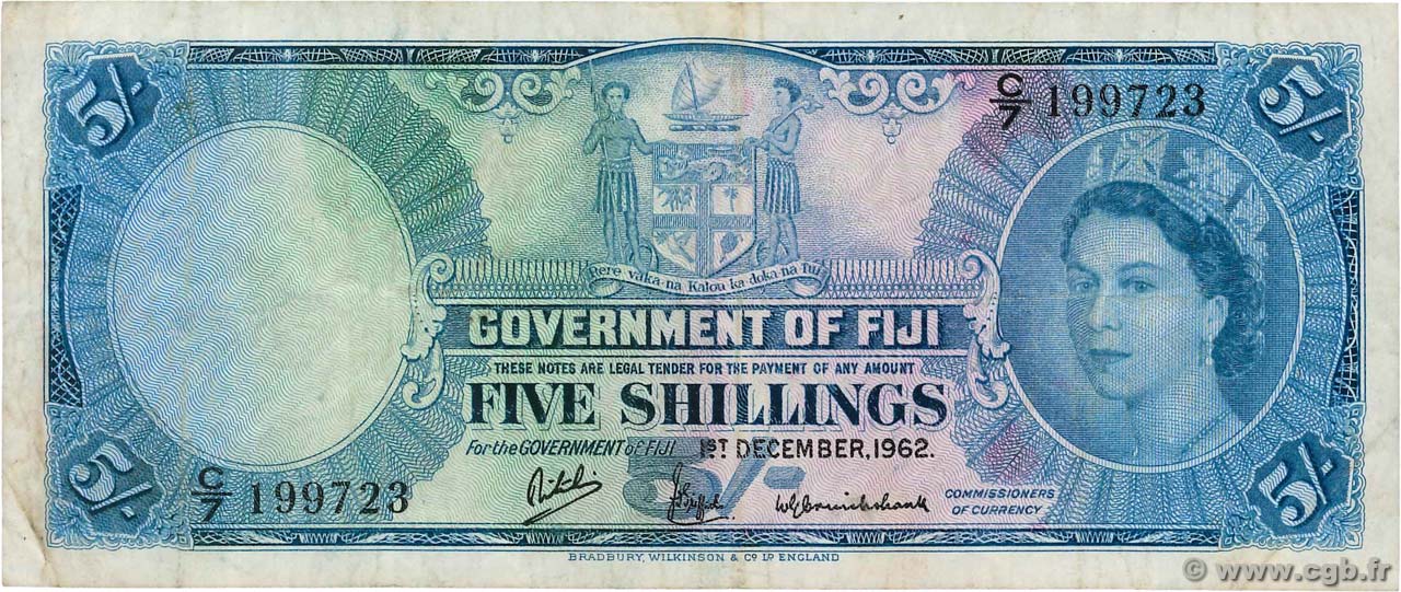 5 Shillings FIDSCHIINSELN  1962 P.051c S