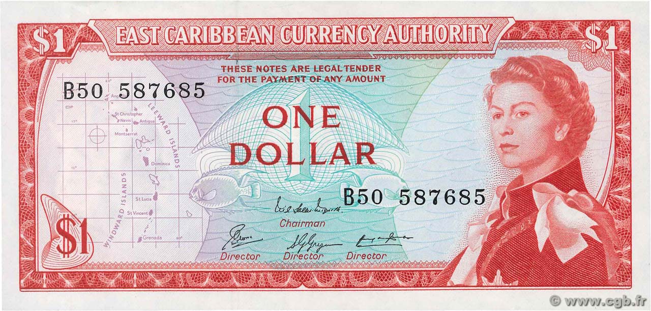 1 Dollar EAST CARIBBEAN STATES  1965 P.13e XF+