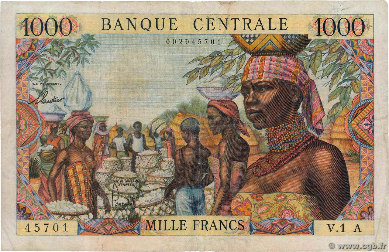1000 Francs ÉTATS DE L AFRIQUE ÉQUATORIALE  1963 P.05a TB