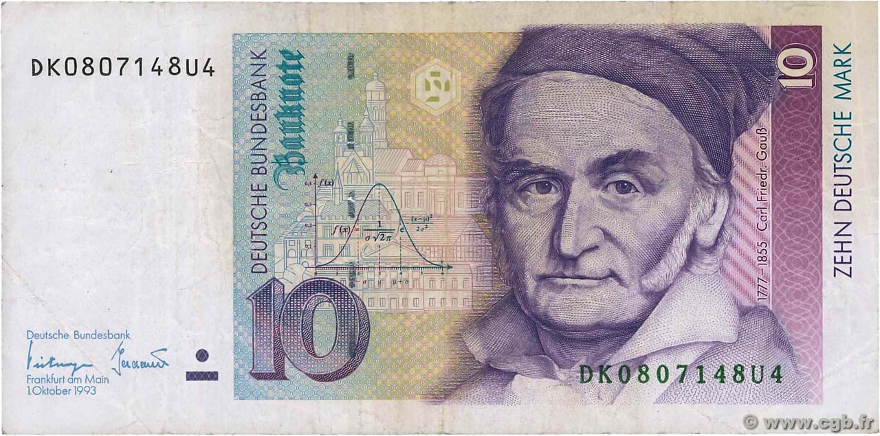 10 Deutsche Mark GERMAN FEDERAL REPUBLIC  1993 P.38c BC