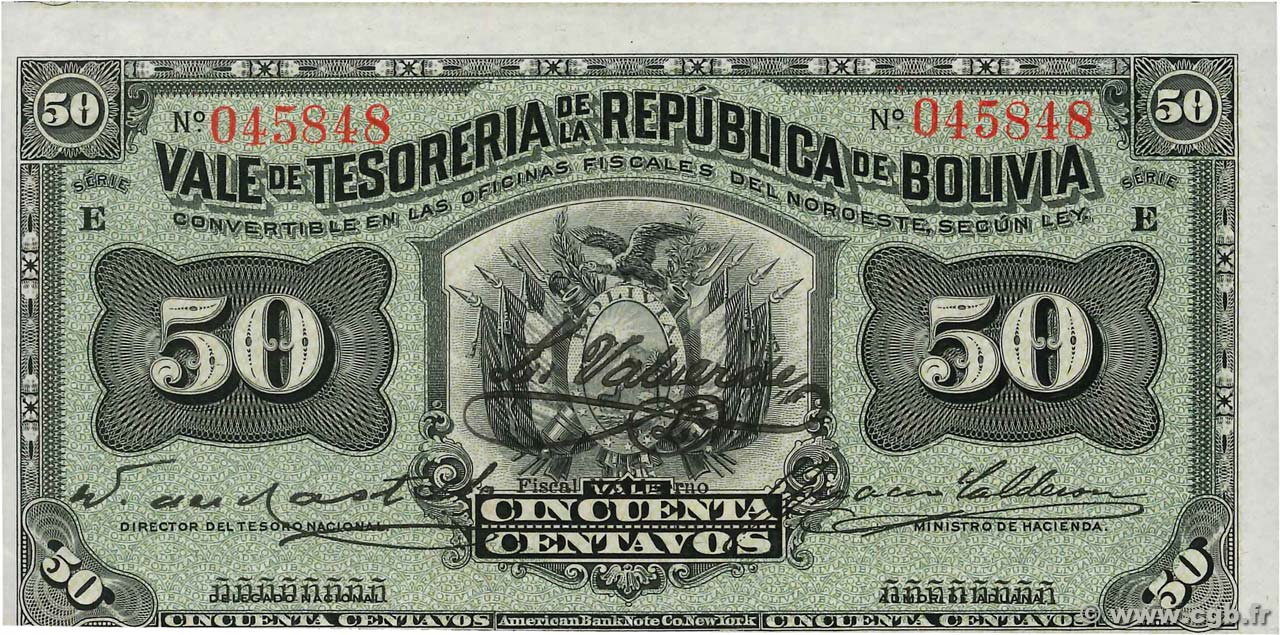 50 Centavos BOLIVIEN  1902 P.091a ST
