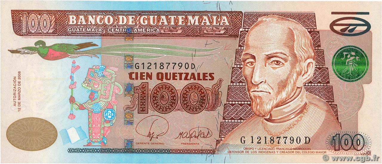 100 Quetzales GUATEMALA  2008 P.119 UNC