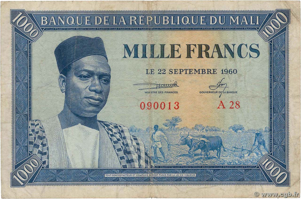 1000 Francs MALI  1960 P.04 MB