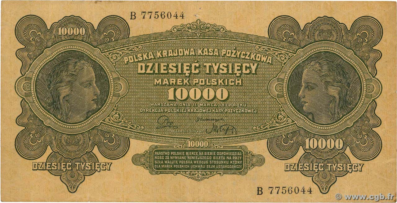 10000 Marek POLOGNE  1922 P.032 TTB+