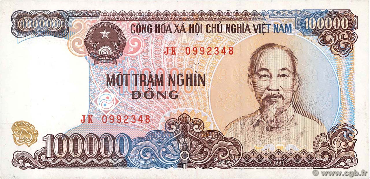 100000 Dong VIETNAM  1994 P.117a AU