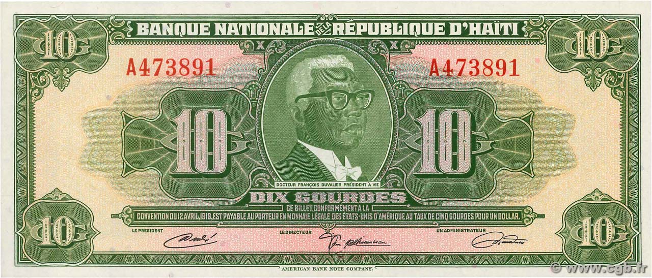 10 Gourdes HAITI  1967 P.203a UNC
