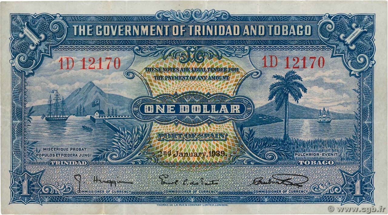 1 Dollar TRINIDAD UND TOBAGO  1939 P.05b SS