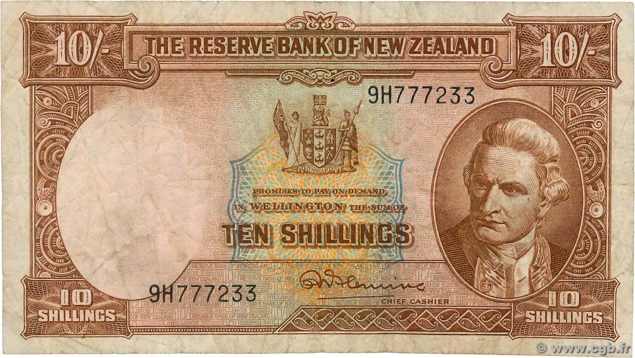10 Shillings NOUVELLE-ZÉLANDE  1960 P.158c TB