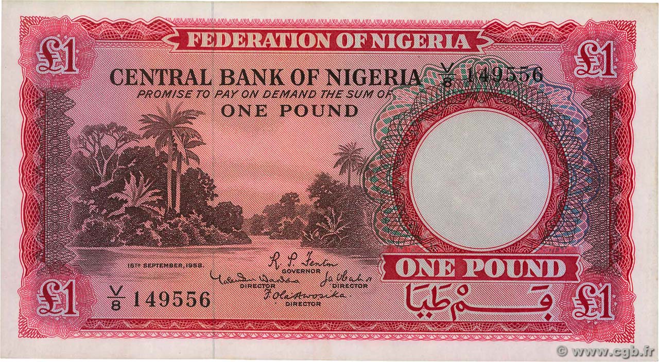 1 Pound NIGERIA  1958 P.04a AU