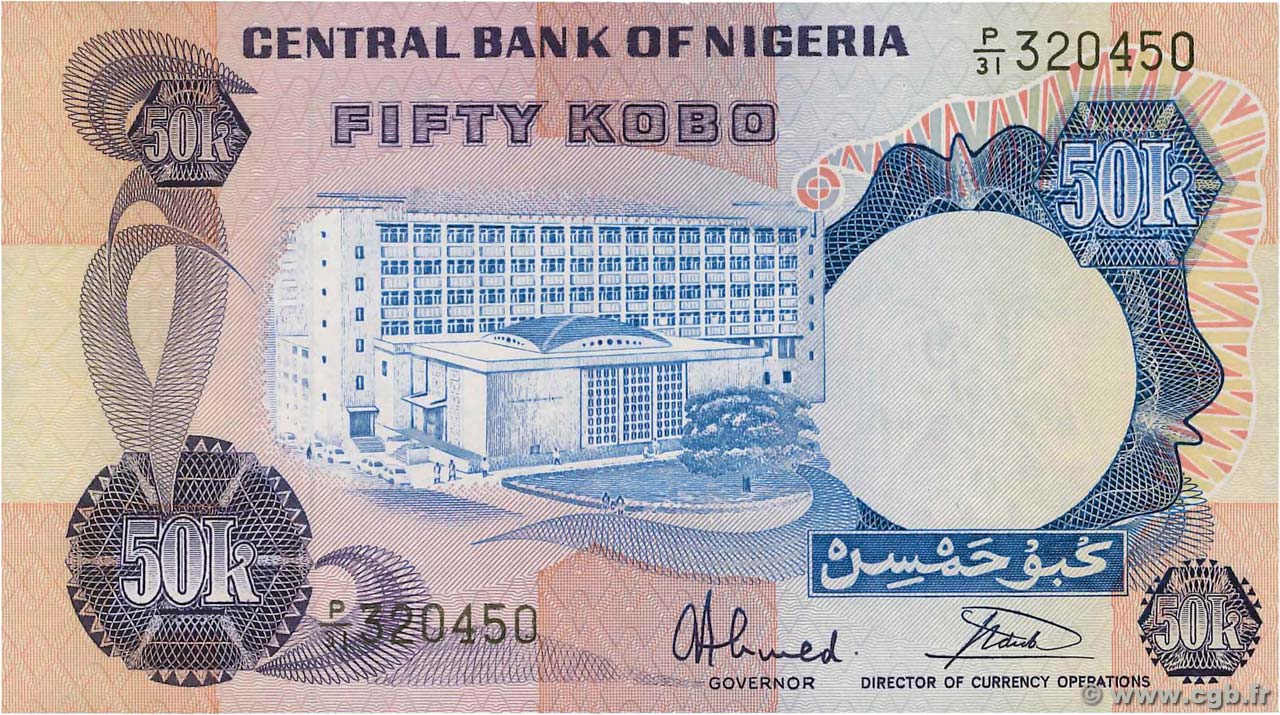 50 Kobo NIGERIA  1973 P.14g NEUF