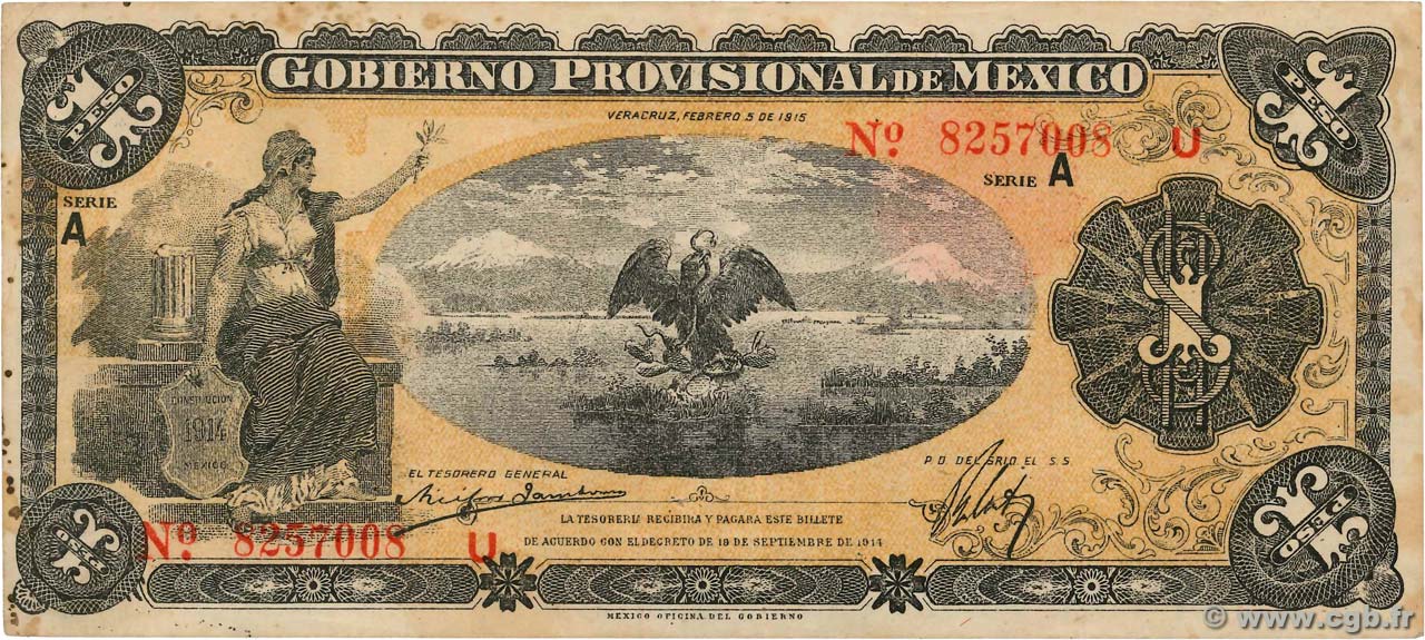 1 Peso MEXICO Veracruz 1915 PS.1101a BB