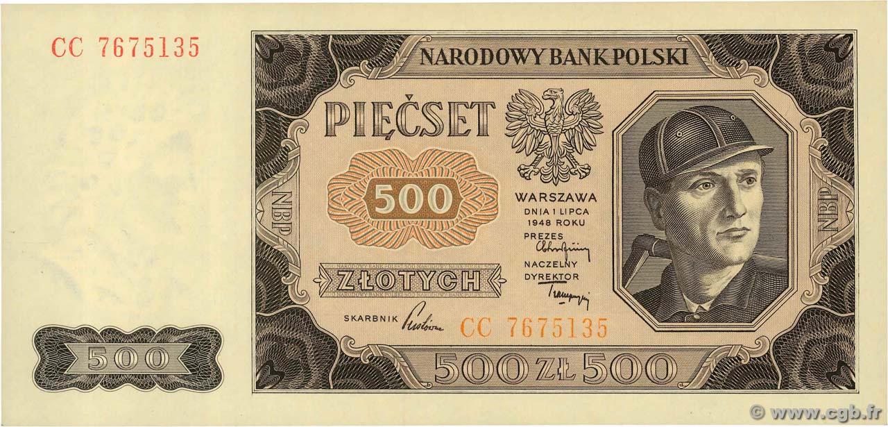 500 Zlotych POLEN  1948 P.140 ST