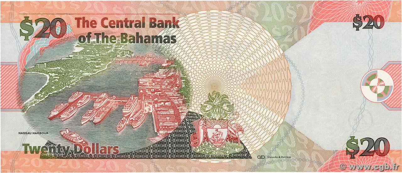 20 Dollars BAHAMAS 2010 P 74Aa B93 2837 Billets   B93 2837r 