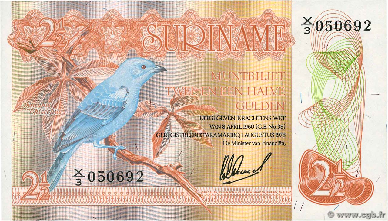 2,5 Gulden SURINAM  1978 P.118b ST