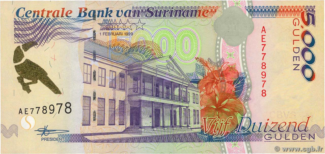 5000 Gulden SURINAM  1999 P.143b ST