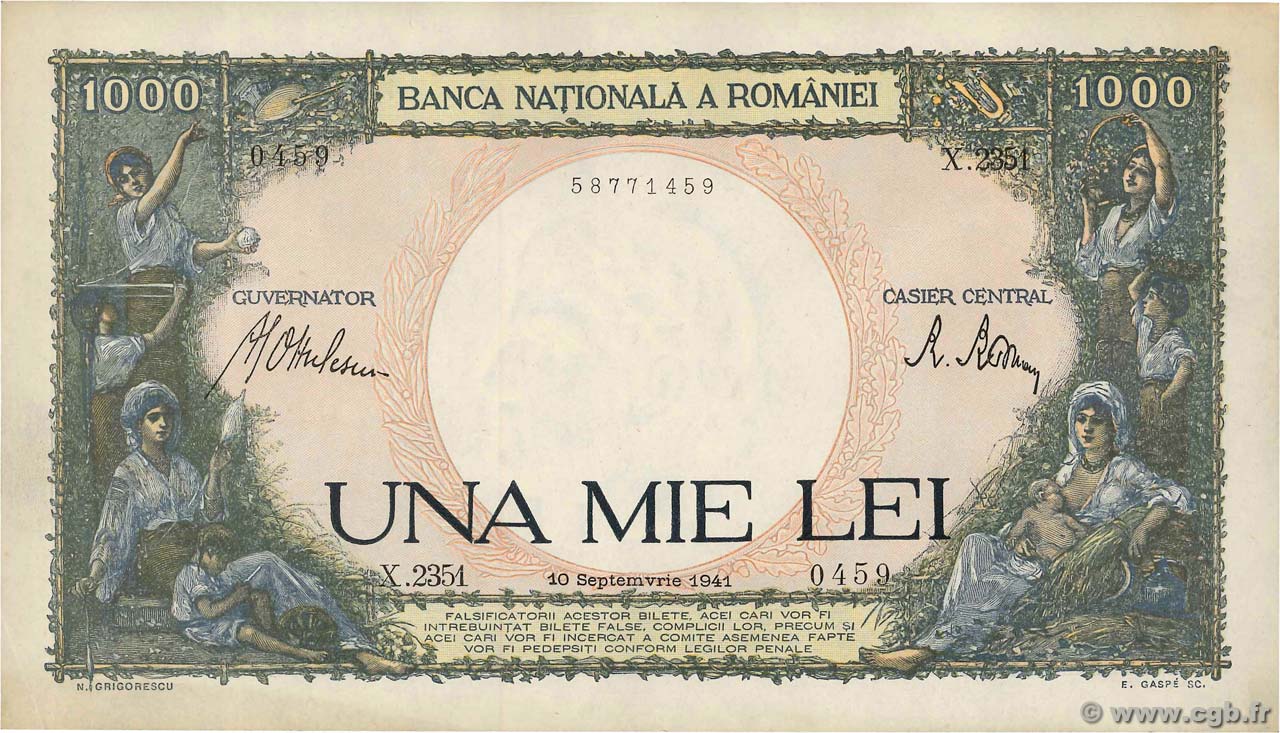 1000 Lei ROUMANIE  1941 P.052a SPL