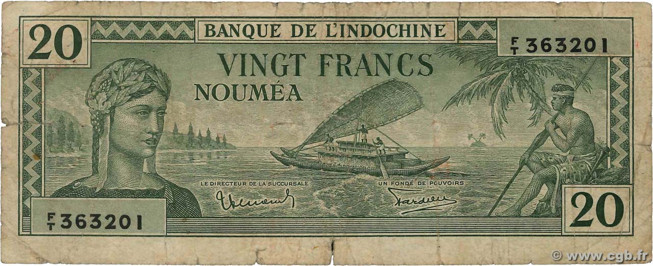 20 Francs NEW CALEDONIA  1944 P.49 G