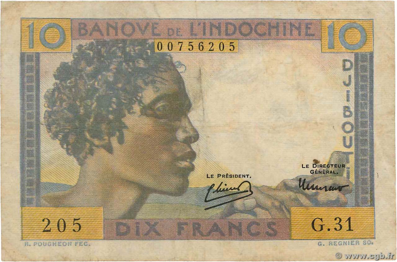 10 Francs DSCHIBUTI   1946 P.19 S