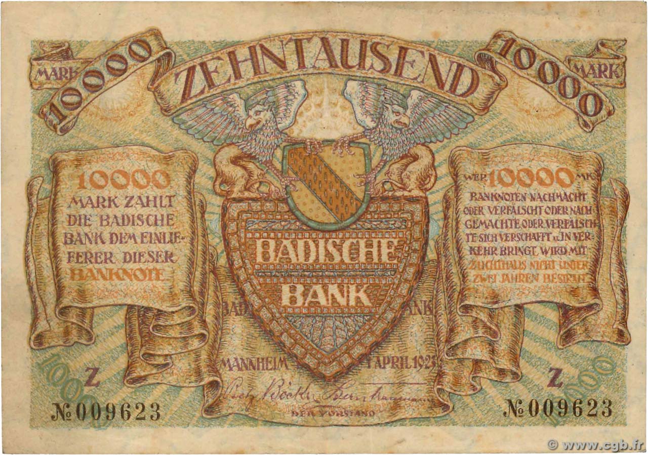 10000 Mark DEUTSCHLAND Mannheim 1923 PS.0910 SS