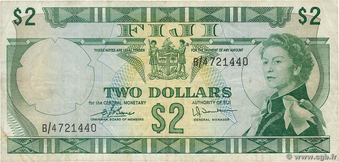 2 Dollars FIDJI  1974 P.072c TB