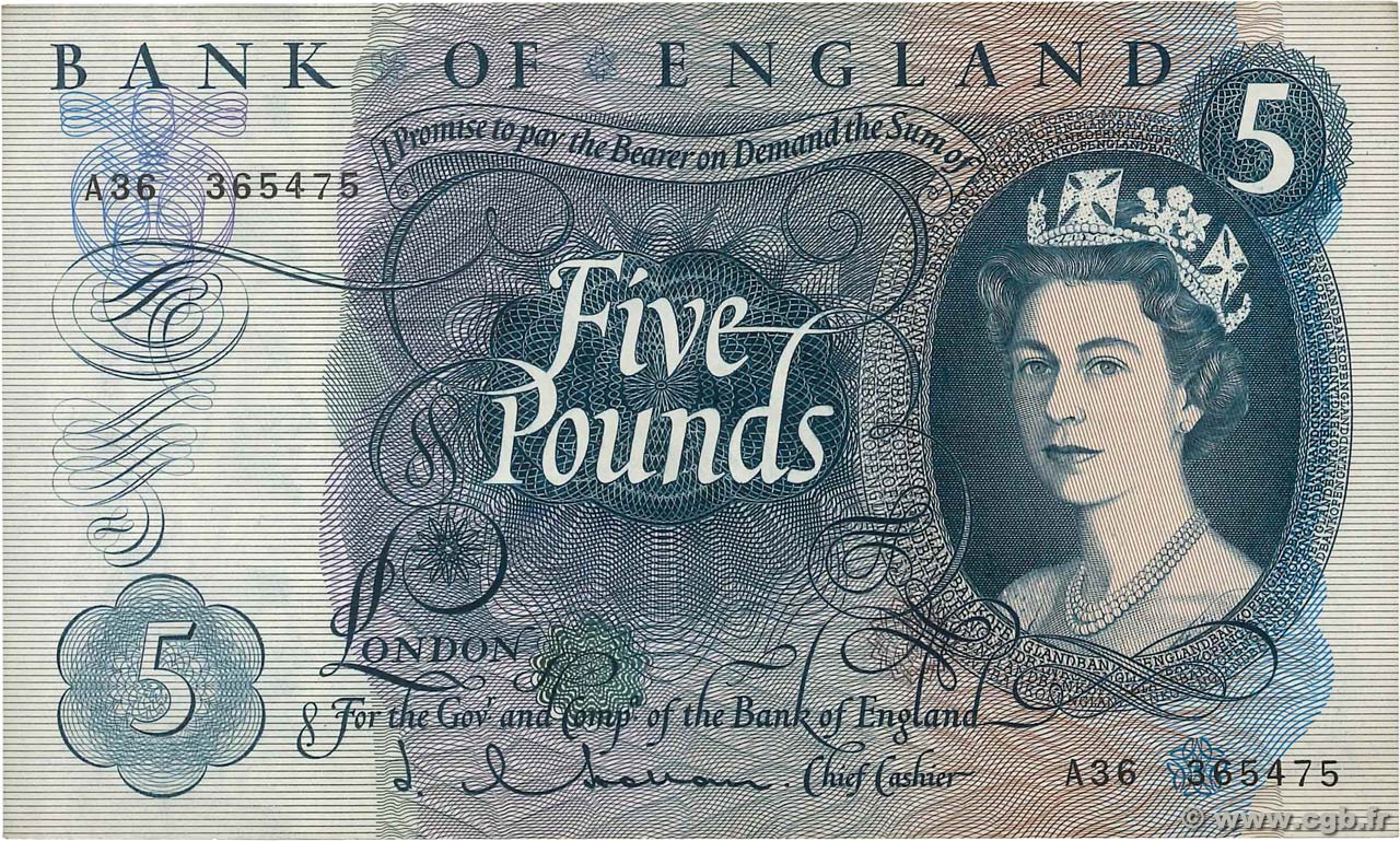 5 Pounds ENGLAND  1963 P.375a fVZ