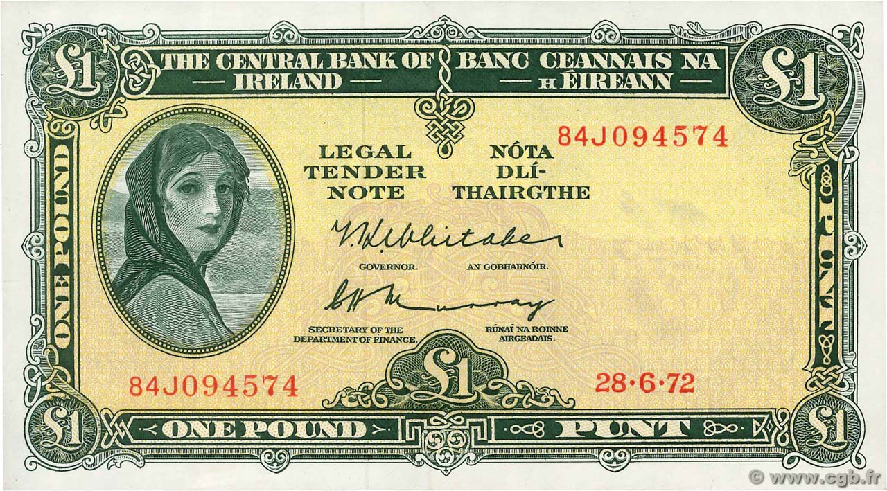 1 Pound IRELAND REPUBLIC  1972 P.064c XF+