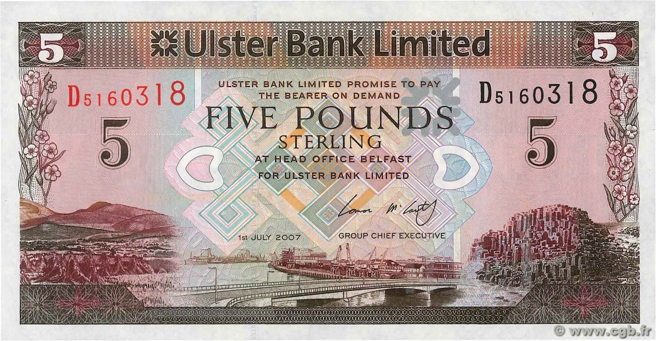 5 Pounds NORTHERN IRELAND  2007 P.340a FDC