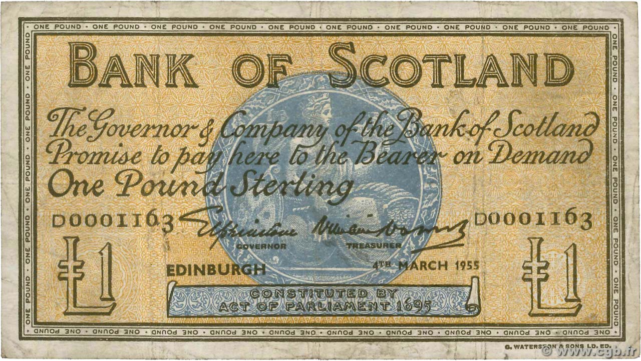 1 Pound ÉCOSSE  1955 P.100a TB+