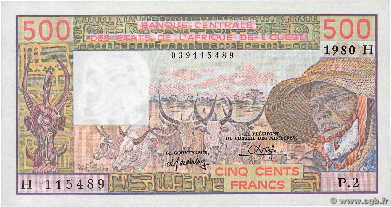 500 Francs WEST AFRIKANISCHE STAATEN  1980 P.605Hb ST